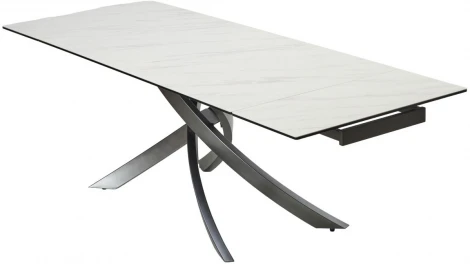 Стол M-City ESTEBIO 160 KL-99 Белый мрамор матовый, итальянская керамика/ Серый металлик