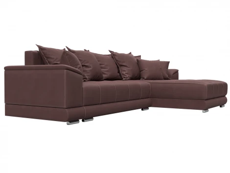 Диван угловой НордСтар правый угол (ДСП,Брус/Пластик/Замша/Бордовый) Лига Диванов 128210