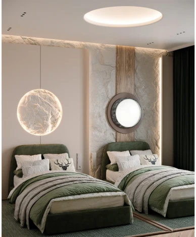 Настенно-потолочный светильник Sonex Mramo Black 7639/EL COLOR SN пластик/черн. мрамор LED 70Вт 3000-6000K D510 IP43 пульт ДУ (220V, круглые)