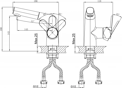 Смеситель D&K Rhein Marx DA1392141 для раковины