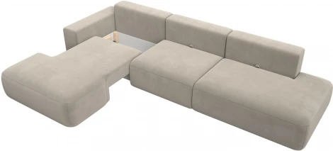 Диван угловой Лига-036 НПБ Модерн Лонг левый угол (Бежевый/Микровельвет) Лига Диванов арт.121415L