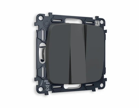 Комплект механизма Ambrella Volt 3-клавишного выключателя OMEGA MO905010 Графит мягкое касание QUANT