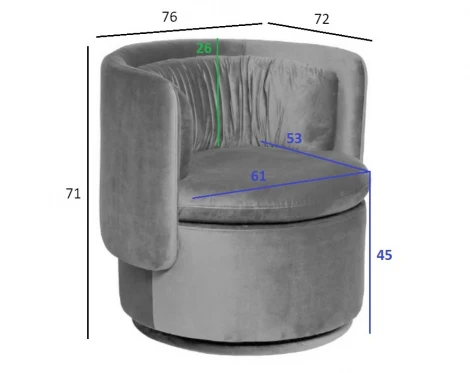 ZW-06101 Кресло поворотное велюр кремовый 76*72*71см Garda Decor