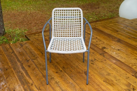 "Тунис" стул плетеный из роупа, каркас алюминий темно-серый (RAL7024), роуп светло-серый 4SIS 1-101270-RAL7024