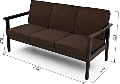 Диван Arsko прямой Лориан Б венге велюр коричневый