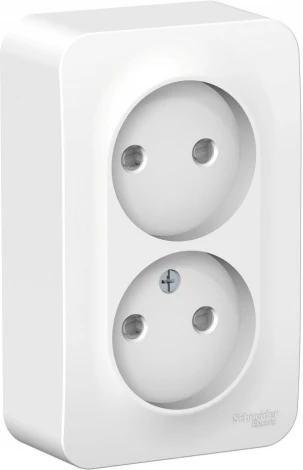 Розетка накладная двойная без заземления со шторками (белый) Systeme Electric Blanca BLNRA001211
