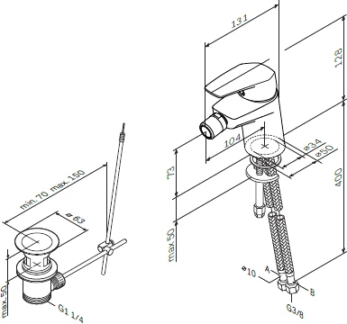 Смеситель Am.Pm Gem F9083100 для биде, с донным клапаном
