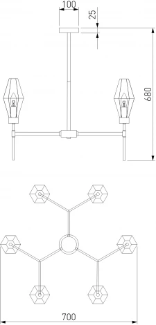 Потолочная люстра на штанге Eurosvet Prism 60143/6 хром (220V)
