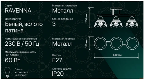 Потолочная люстра на штанге Ritter Ravenna 52515 8