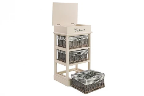 Тумба с 3 корзинами и ящиком Secret De Maison OUVERTURE 3 ( mod. 4336 ) butter white (слоновая кость) (дерево павловния, мдф)