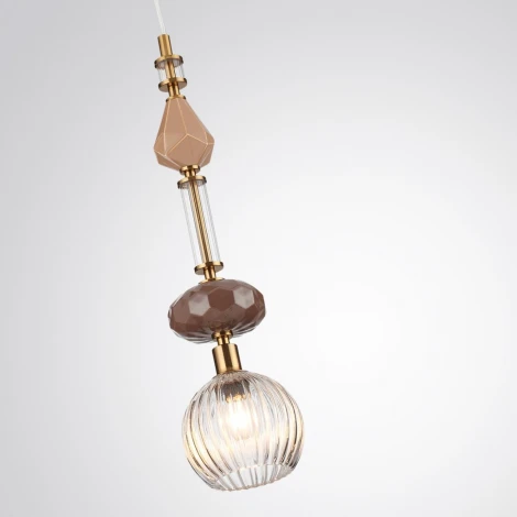 Подвесной светильник Odeon Light Terra 5414/1C античная бронза/бежев/коричнев/стекло/керамика E14 1*40W (220V, на проводе, круглые)