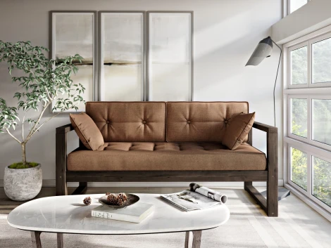 Диван Arsko Астер Мини венге коричневая рогожка