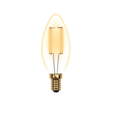 Лампочка светодиодная свеча желтая E14 5W Uniel LED-C35-5W/GOLDEN/E14 GLV21GO
