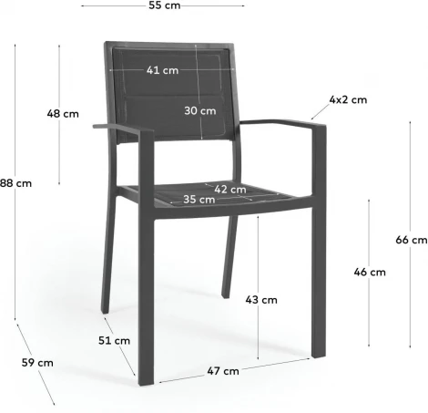 Sirley Садовый стул из алюминия и черного текстиля La Forma (ex Julia Grup) арт.117355