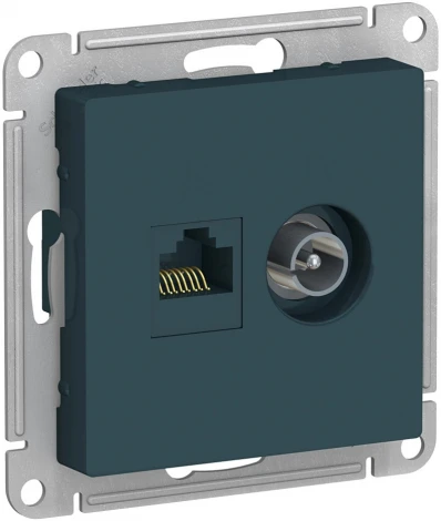 ТВ-розетка встраиваемая и Ethernet RJ-45 (изумрудный) Systeme Electric AtlasDesign ATN000889