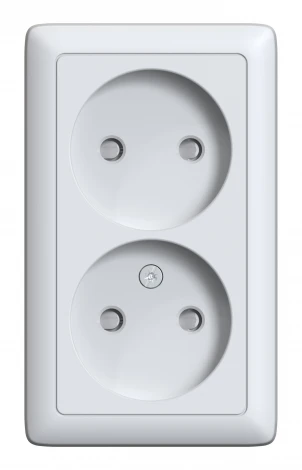 Розетка накладная двойная без заземления со шторками (белый) Systeme Electric RA16-233I-B