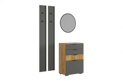Прихожая "Мебельсон К21" (1150х353х1750) Mebelson (ЛДСП,Пластик,Металл,Зеркало,МДФ/Дуб крафт золотой,Графит,Черный) арт.ПК0021Мебельсон.3533