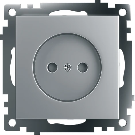 Розетка без заземления со шторками (серебро) Stekker Катрин 39581