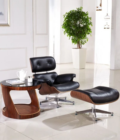 Кресло EAMES LOUNGE CHAIR и оттоманка EAMES LOUNGE CHAIR чёрные
