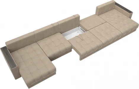 Диван П-образный с декором Лига-049 НПБ Мегалонг Лига Диванов (Велюр) арт.128523