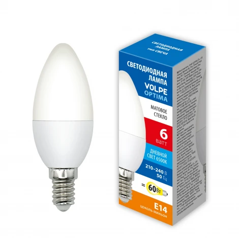 Лампочка светодиодная Volpe LED-C37-SLS LED-C37-6W/6500K/E14/FR/SLS