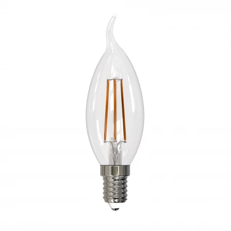 Лампочка светодиодная свеча на ветру прозрачная E14 9W 4000K Uniel LED-CW35-9W/4000K/E14/CL PLS02WH