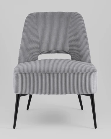 Кресло лаунж Stool Group Бостон велюр рельефный светло-серый арт.УТ000039985