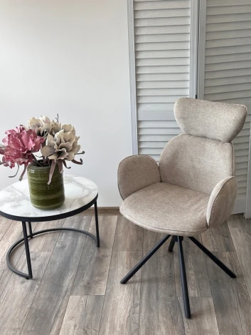 Стул M-City VARDY 360 град.поворот. Brego-31 Бежевый, ткань/ 7525-01 Бежевый, велюр/Черный