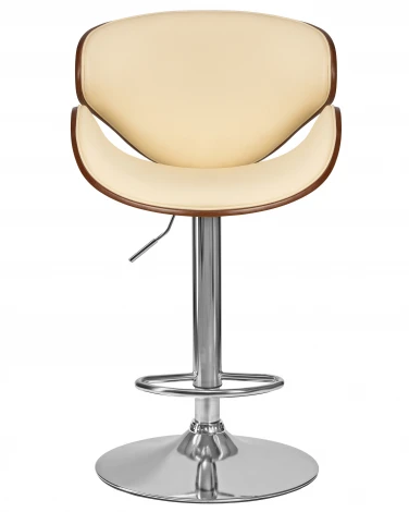 Стул барный DOBRIN KARTER (коричневое дерево, кремовый) 4905-LMZ KARTER, цвет сиденья кремовый, каркаса коричневое основания хром
