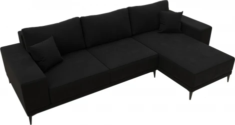 Диван угловой Льюес правый (Черный/Микровельвет) Лига Диванов арт.122407