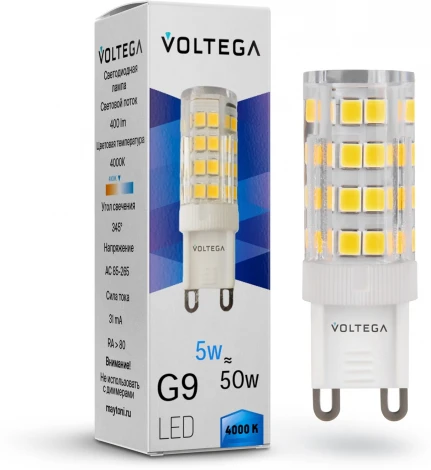 Светодиодная лампа Voltega Simple 7186 Capsule 5W 4000K G9