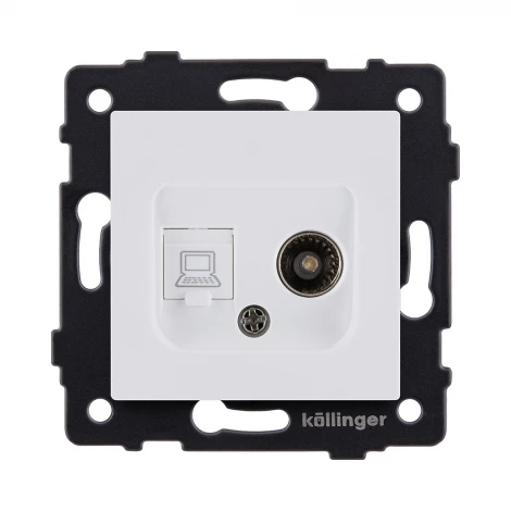 Розетка двойная TV (мама) + RJ45 белый матовый Kollinger REA-021WM для Aspekt, Eleganz, Reflex