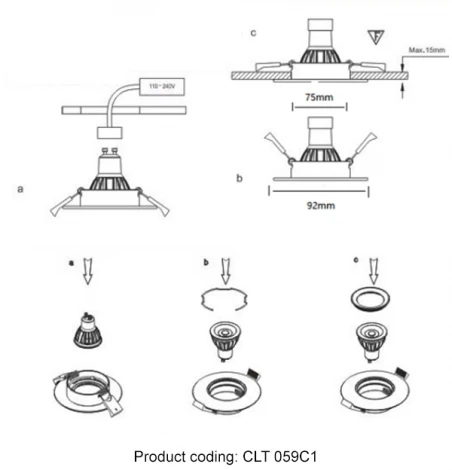 Светильник встраиваемый c малым заглублением Crystal Lux CLT 059 059C1 BL (220V, круглые)