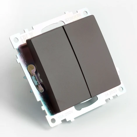 Переключатель двухклавишный (коричневый) Stekker Катрин 49170