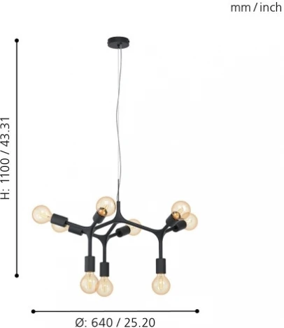 Подвесная люстра Eglo Bocadella 98346