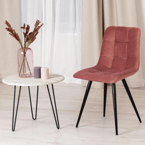 Стул CHILLY (mod. 7095-1) / 1 шт. в упаковке (Ткань,Металл /Коралловый,Черный)