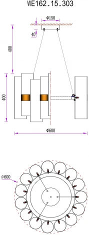 Подвесная люстра Wertmark Franka WE162.15.303 (220V, на тросе)