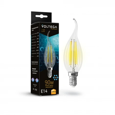Светодиодная лампа 9W 3000K E14 Voltega Candle wind 9W Graphene 7220