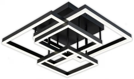 Потолочная люстра светодиодная с таймером Escada Union 10229/4LED Black 120Вт, металл/акрил, черный/белый (220V, пульт управления)