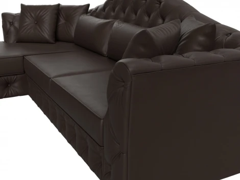 Диван угловой Артис левый угол (Коричневый/Экокожа) Лига Диванов арт.121635L