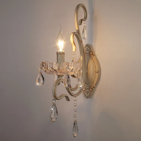 Бра Eurosvet 12205 12205/1 белый (хрусталь Strotskis, подвески, подсвечник, свеча)