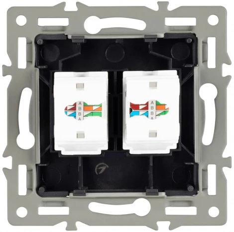 Механизм компьютерной розетки двойной SCT-MPC2-PL-BK (RJ-45, CAT6) (Arlight) 045337