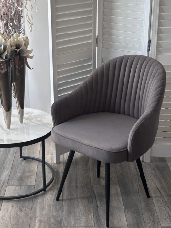 Стул ШЕЛЛ 360 град. поворот. цвет B28 Темно-серый, велюр / черный каркас M-City 64761