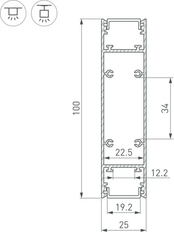 Профиль SL-LINE-25100-DUAL-2500 WHITE (Arlight, Алюминий) 043112