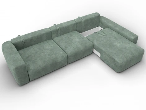 Диван угловой Лига-066 НПБ Лонг угол правый (ЛДСП,Фанера,Брус,Велюр/Зеленый) Лига Диванов 131218