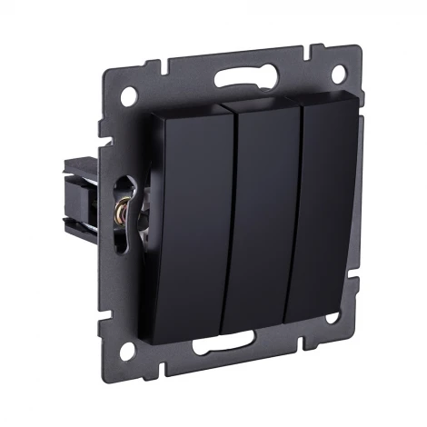 Выключатель 3-клавишный 10А/250В изогнутый, черный Kollinger REA-R-012BK для Aspekt, Eleganz, Reflex