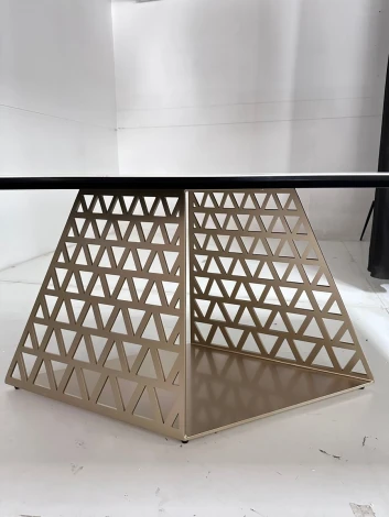 Стол ENNA 220 KL-188 Контрастный мрамор матовый, итальянская керамика/ каркас цвета шампань М-City