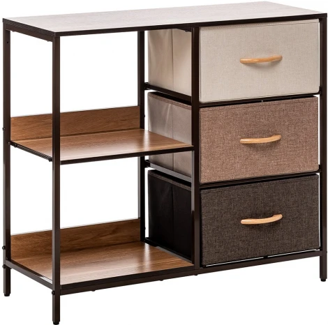 Комод Leset Локи 3 ящ. с полкой, Коричневый, Бежевый Leset (Искусственный лен/Бежевый,Коричневый) арт.2500000183515