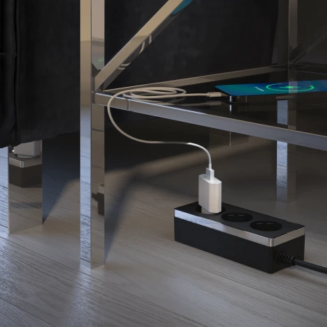 Удлинитель Gallant 3-х местный 3 м черный/хром W6523635 (a048487)