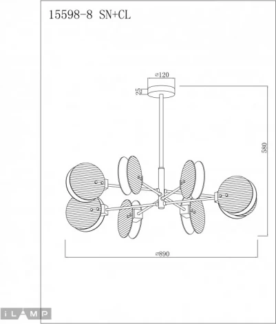 Потолочная люстра на штанге iLamp Panorama 15598-8 SN+CL (220V, круглые)